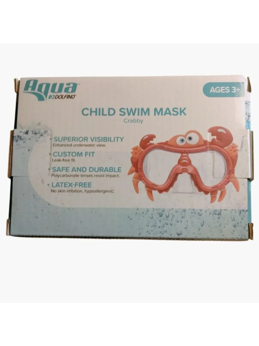 Aqua Dolphino Kids Swim Mask Crabby Latex Free Hypoallergenic Polycarbonate Lens